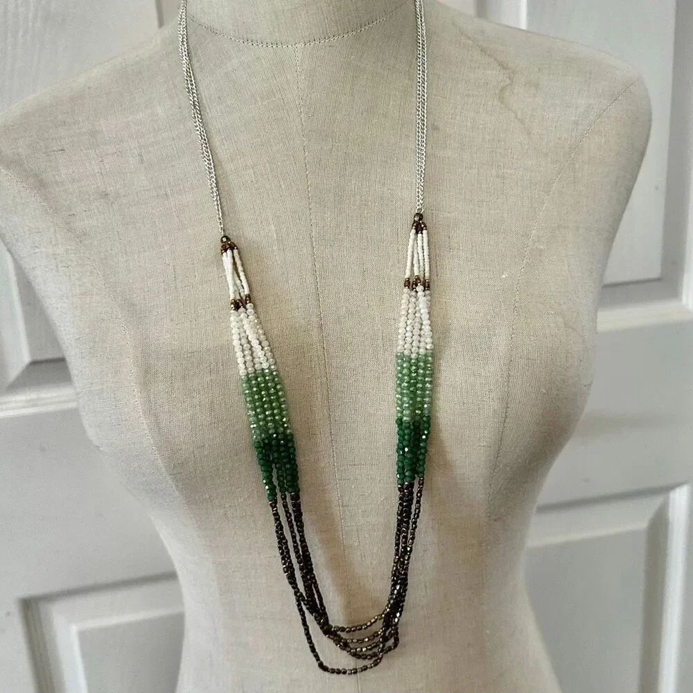 Nakamol ombré green multi-strand beaded necklace